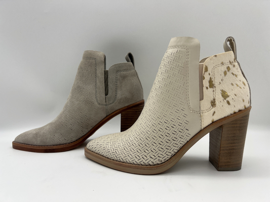 Abs heel with TPR outsole，soft crack suede leather and metallic hair leather Womens Dress ankle Boots