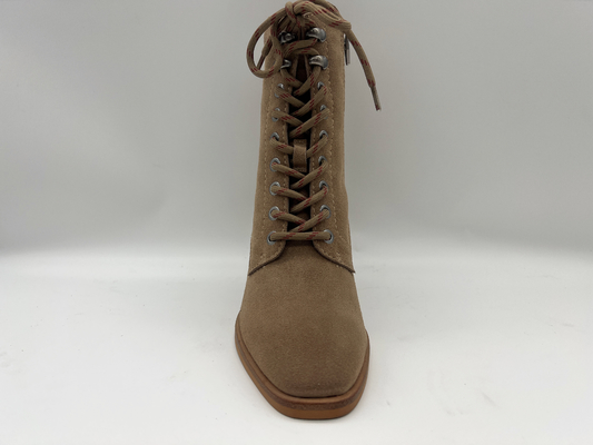 Womens lace up high heel ankle boots，soft cow suede leather with Plush thermal lining，women waterproof winter boots