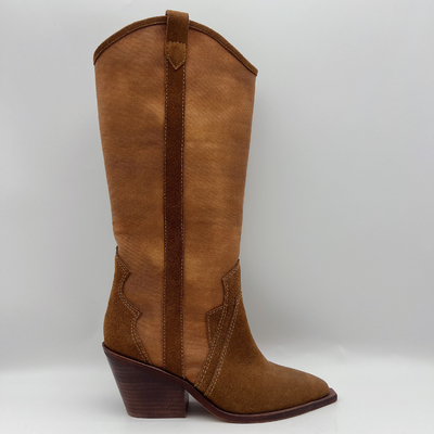 soft cow suede leather with canvas upper，pointed toe Womens genuine Leather winter Dress Boots