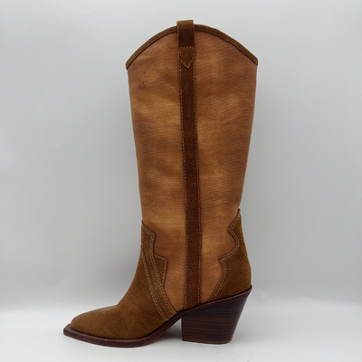 soft cow suede leather with canvas upper，pointed toe Womens genuine Leather winter Dress Boots
