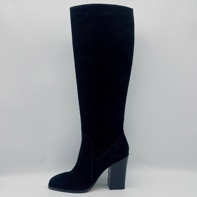 Black Leather Square Toe Ankle Boots / Women'S High Ankle Boots