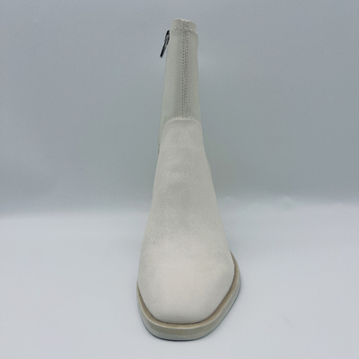 Soft Stitching Ladies Round Toe Leather Ankle Boots White Comfortable