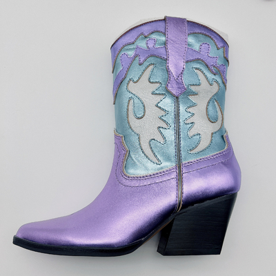 #6 - #11 Womens Leather Dress Boots Purple Ladies Pointed Toe Ankle Boots SGS