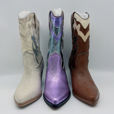 #6 - #11 Womens Leather Dress Boots Purple Ladies Pointed Toe Ankle Boots SGS