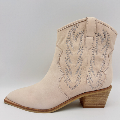 Bone Womens Leather Dress Boots Comfortable Ladies Casual Ankle Boots With Studs Embroidery