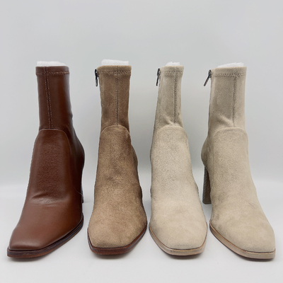Off White Womens Leather Dress Boots soft  Tan Waterproof Leather Ankle Boots