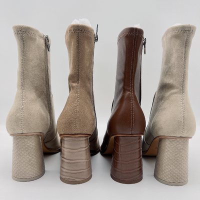 Off White Womens Leather Dress Boots soft  Tan Waterproof Leather Ankle Boots