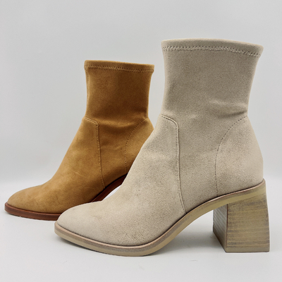 Comfortable Womens Dress Boots / Office Tan Suede Ankle Boots Womens