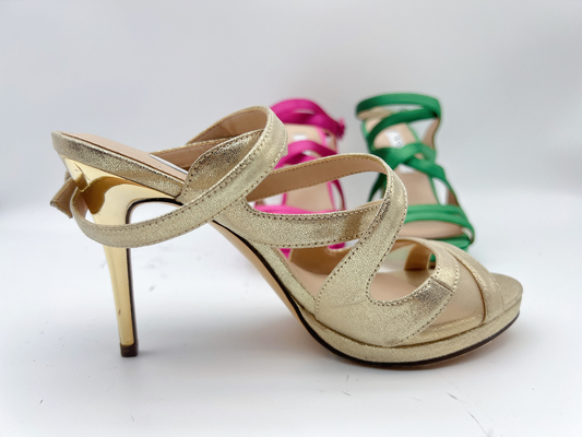 3 Inch Ladies Soft Leather Sandals Open Toe Elastic Stiletto High Heel Sandals