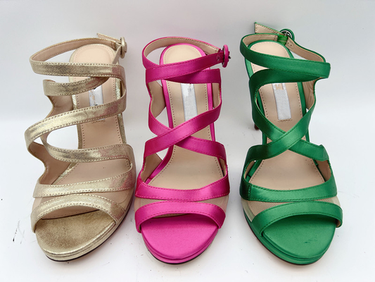 3 Inch Ladies Soft Leather Sandals Open Toe Elastic Stiletto High Heel Sandals