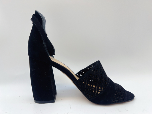 Soft Nubuck Ladies Soft Leather Sandals Black #6-#11 With Fishing Net Upper