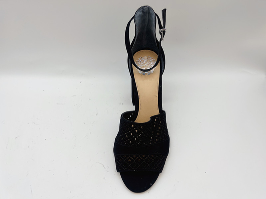 Soft Nubuck Ladies Soft Leather Sandals Black #6-#11 With Fishing Net Upper