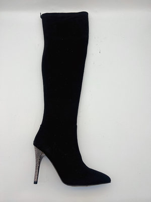 SGS Women'S Black Pointed Toe Ankle Boots With Soft Stretch Fabric Upper