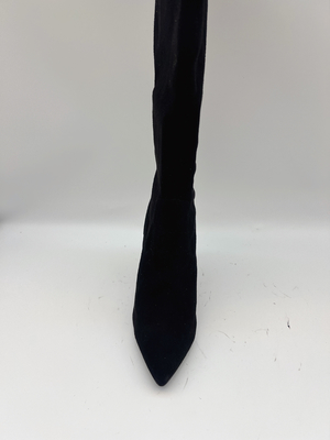 SGS Women'S Black Pointed Toe Ankle Boots With Soft Stretch Fabric Upper