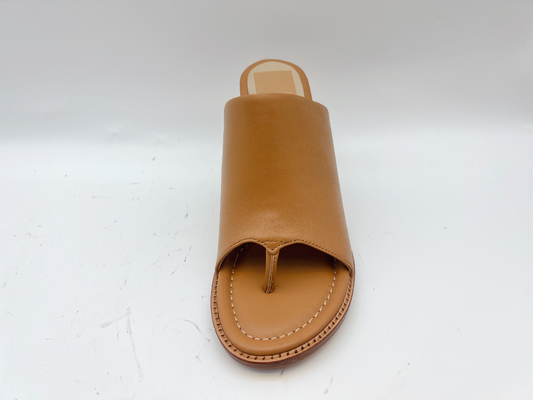 Soft Cow Leather Womens Dress Shoes OEM Tan Open Toe Thong Sandals