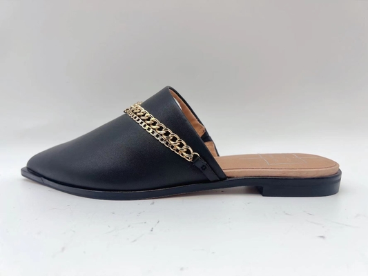 SGS Womens Black Flat Casual Shoes , One Piece Black Closed Toe Slippers