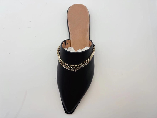 SGS Womens Black Flat Casual Shoes , One Piece Black Closed Toe Slippers