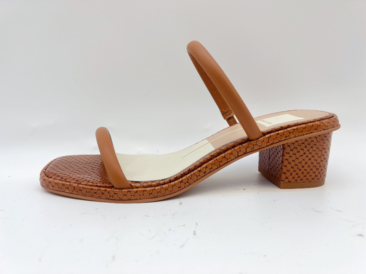 Brown Ladies Open Toe Slippers Comfortable 2cm One Strap Slippers With Croco Print
