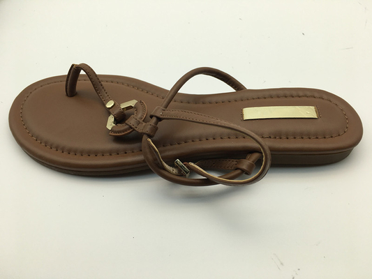 Brown Soft Ladies Slippers Thong Comfy Genuine Leather Flat Shoes