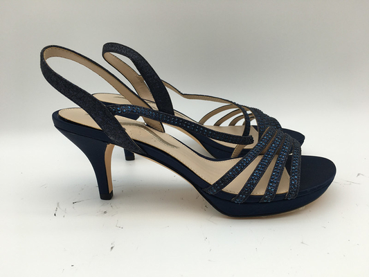 Casual Ladies Soft Leather Sandals Navy 3cm Low Heel Open Toe Sandals