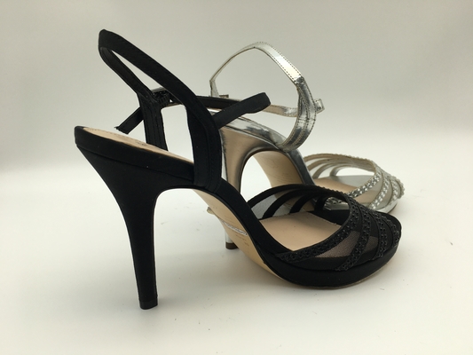 Stiletto Ladies Soft Leather Sandals Open Toe 5cm High Heel Silver Sandals
