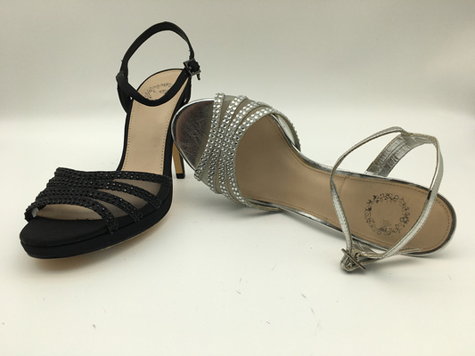 Stiletto Ladies Soft Leather Sandals Open Toe 5cm High Heel Silver Sandals