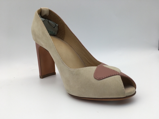 Suede Womens Leather Dress Shoes ODM OEM With Peep Toe Heels