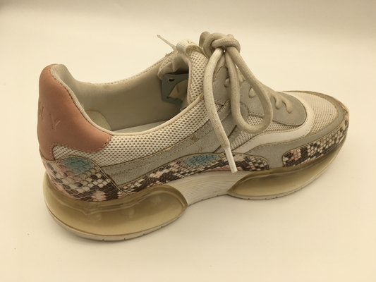 Ladies Pink Python Print Shoes , Comfortable Leather Tennis Shoes