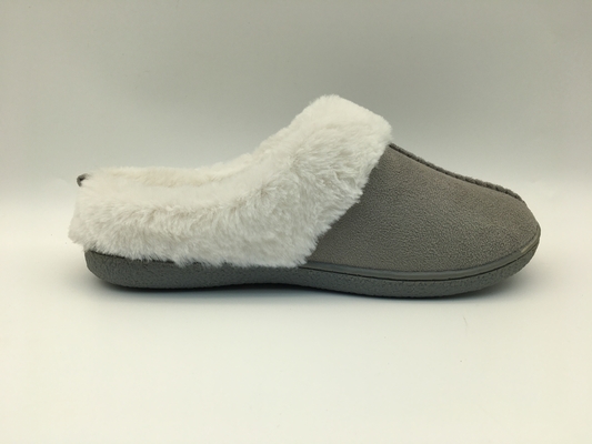 Winter Warm Fleece Slippers Comfortable Two Tone Leather Shoes Microsuede Upper