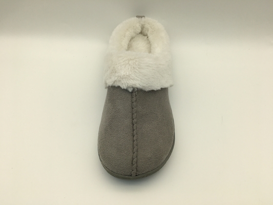 Winter Warm Fleece Slippers Comfortable Two Tone Leather Shoes Microsuede Upper