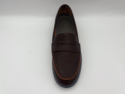 Comfortable Slip Resistant Work Shoes Soft Two Tone Leather Ladies Flat Leather Loafers