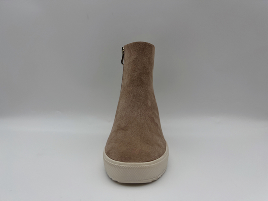 High Top Tan Leather Hiking Shoes Lightweight With Metal Zipper