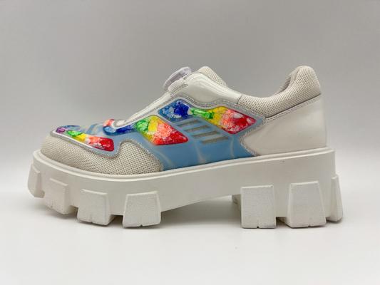 Trendy White Leisure Shoes Non slip Women'S Platform Casual Shoes With Shoelace Storage