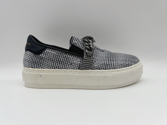 Comfortable Platform Womens Leisure Shoes Soft Mix Textile Fabric Black / White
