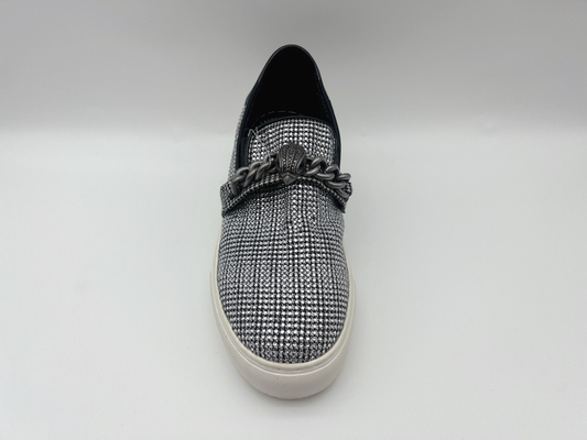 Comfortable Platform Womens Leisure Shoes Soft Mix Textile Fabric Black / White