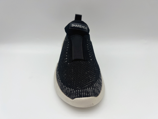 Navy Black Slip Resistant Work Shoes Womens 5cm Wide Elastic Upper