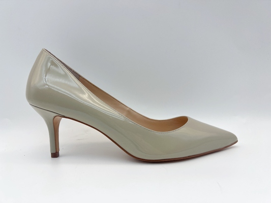 Soft Patent Leather Women Pumps Shoes Bone 3cm Pointed Toe Low Heel Pumps