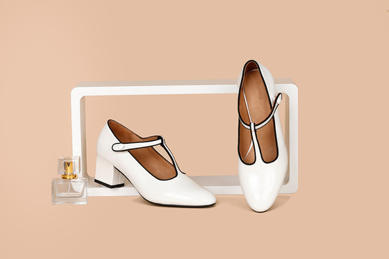 Black White Leather Pumps Women'S Shoes Poited Toe Closed Toe With 2cm Abs Heel