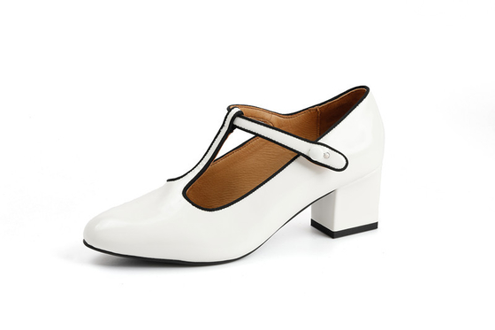 Black White Leather Pumps Women'S Shoes Poited Toe Closed Toe With 2cm Abs Heel