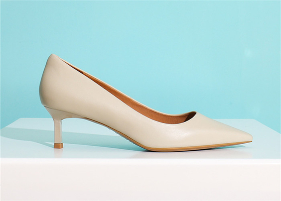 White Soft Cow Genuine Leather Pumps 2cm Low Heel Dress Shoes For Ladies