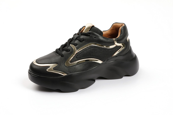 Ladies Athletic Sports Shoes Custom Platform Black Non Slip Shoes