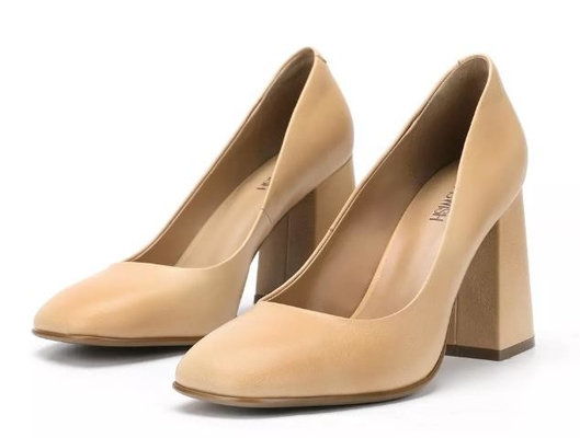 Womens Brown Genuine Leather Dress Shoes 3inch High Heel Platform Closed Toes