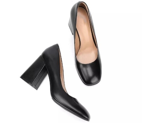 Womens Brown Genuine Leather Dress Shoes 3inch High Heel Platform Closed Toes