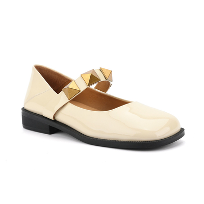 Non Slip Women Flat Leather Shoes , Ladies Beautiful Women Mary Jane Shoes