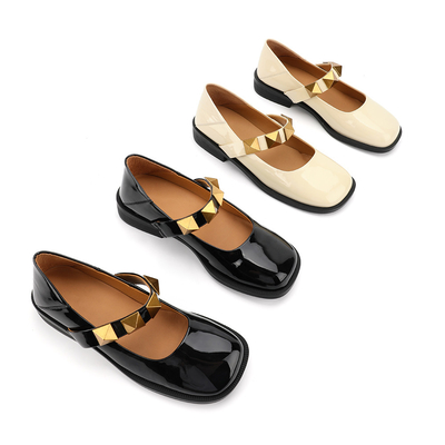Non Slip Women Flat Leather Shoes , Ladies Beautiful Women Mary Jane Shoes