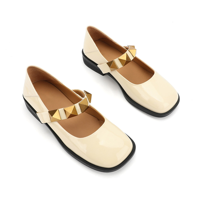 Non Slip Women Flat Leather Shoes , Ladies Beautiful Women Mary Jane Shoes