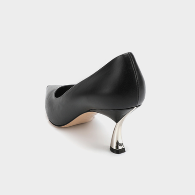 Black Breathable Comfortable Low Heel Dress Shoes Women's closed toe open instep formal leather shoes