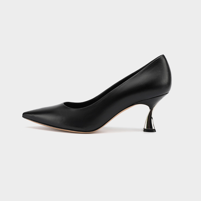 Black Breathable Comfortable Low Heel Dress Shoes Women's closed toe open instep formal leather shoes