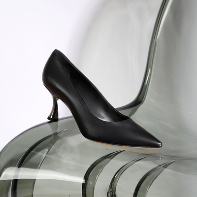 Black Breathable Comfortable Low Heel Dress Shoes Women's closed toe open instep formal leather shoes