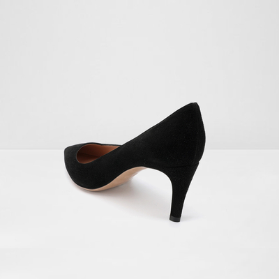 Thin Heels Pointed Toe Leather Shoes , 3 Inch Black Womens Slip On Dress Shoes